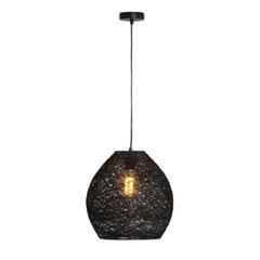 Suspension coton / fer d34 cm mona noir pas cher