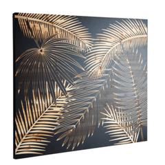 Tableaux bois sculpté 90x80cm palm chic noir pas cher