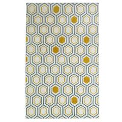 Tapis 120x170 cm izia coloris jaune / bleu pas cher