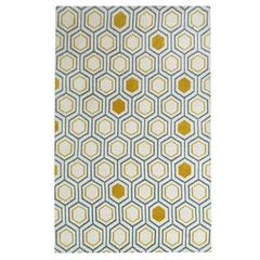 Tapis 120x170 cm izia coloris jaune / bleu pas cher