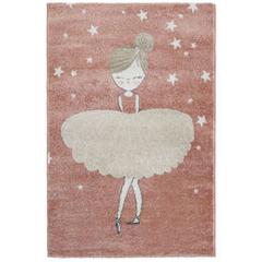 Tapis enfants 100x150 cm ballerine coloris rose pas cher