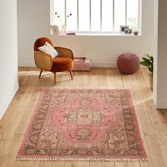 Tapis vintage en coton , floris pas cher