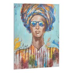 Toile 90x120 cm femme lunettes multicolore pas cher