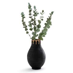 Vases décoratif en céramique et rotin h32 cm kuro pas cher